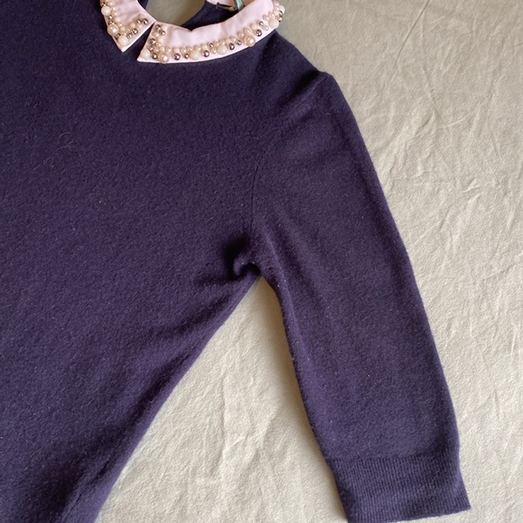 Ted Baker London Navy Embellished collar Sweater. 3/4 sleeves. Size 2 - Picture 4 of 10